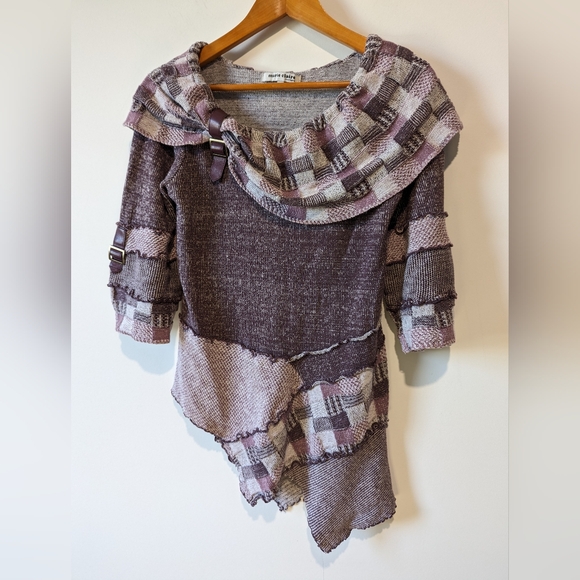 Marie-Claire Purple Patchwork Asymmetrical Sweater - Picture 7 of 7